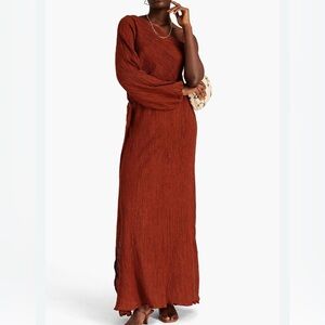 Savannah Morrow Cher One-Sleeve Asymmetrical Russet Maxi Dress XS NWOT Sold Out